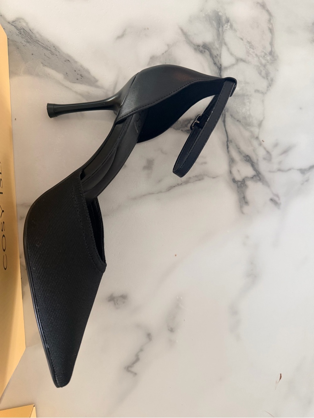 Black Pointed Toe Slingback Heels